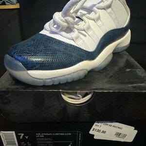 Jordan White and Blue Sneakers Classic Style